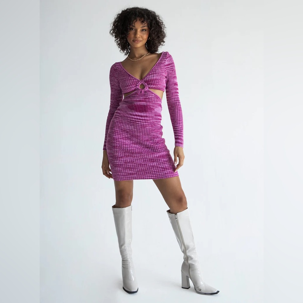 New Princess Polly LUCIA CUT OUT MINI DRESS PURPLE - Picture 2 of 4